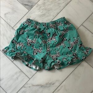 Girls Hanna Andersson Teal Zebra Print Shorts Size 10